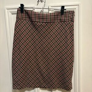 The Limited Plaid Pencil Skirt - Red and Brown